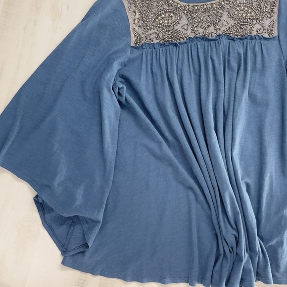 DELETTA x Anthropologie beaded oversized peasant top batwing tunic top M - Picture 4 of 5